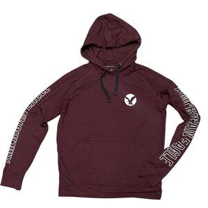 Mens American Eagle Long Sleeve Tshirt Hoodie - Maroon - Sz Med